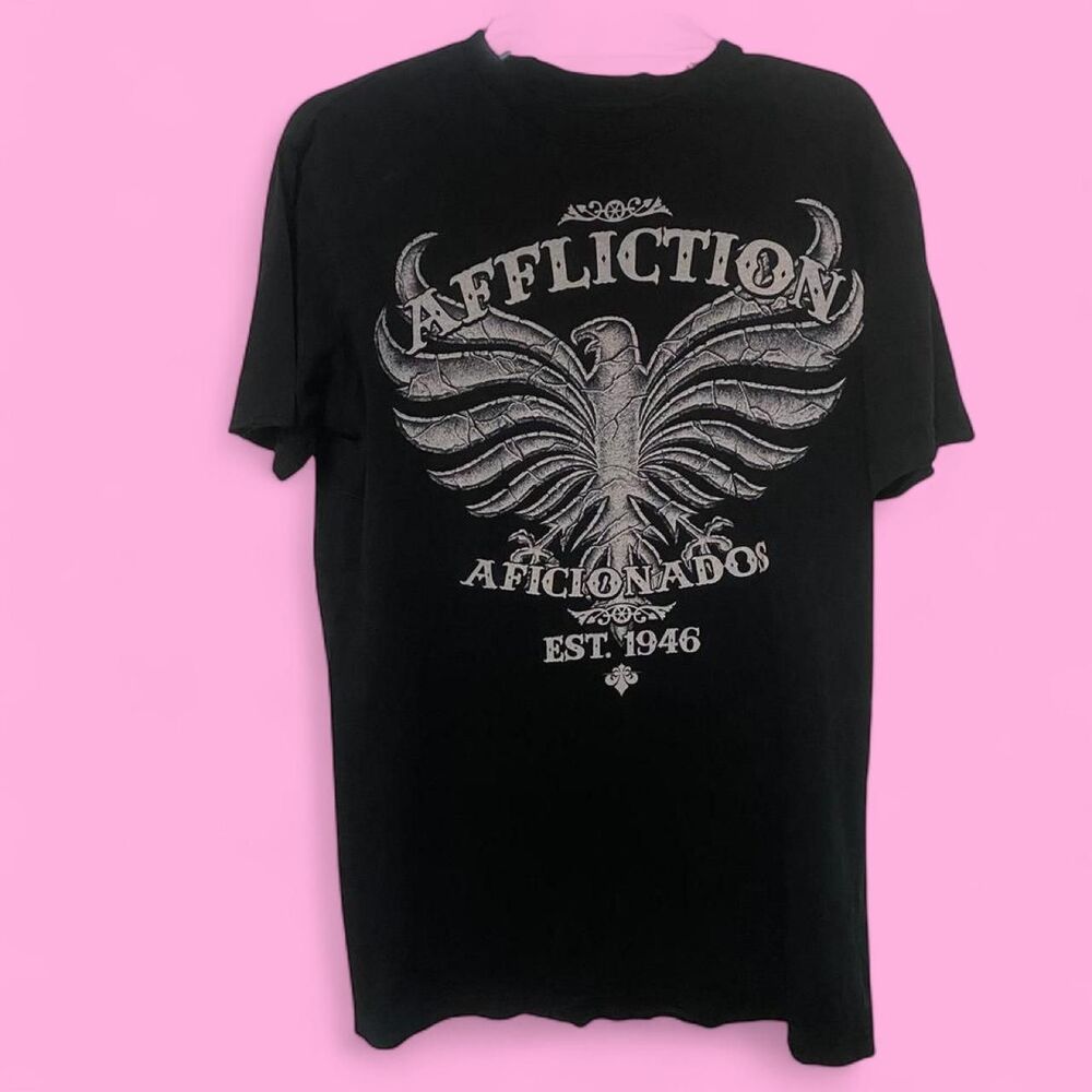Affliction Men's Black T-shirt Medium Y2K